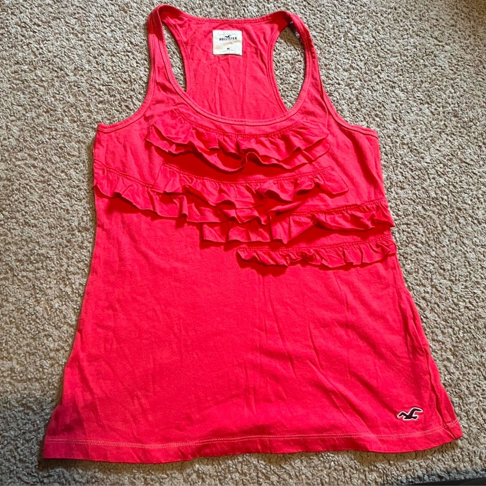 Hollister red/orange ruffle tank top size m #fairycore #coquette #y2k #cottage